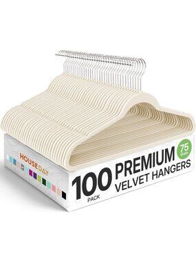 100 Pack Premium Velvet Non-Slip Hangers - Durable Space-Saving Closet Organizer